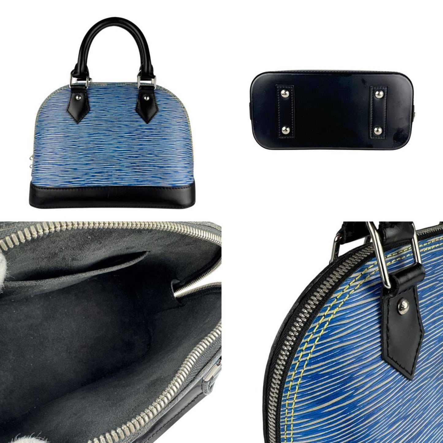 Louis Vuitton Alma Bb Handbag In Epi Denim And Leather