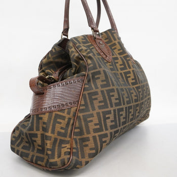Fendi Zucca Nylon Canvas Handbag In Brown