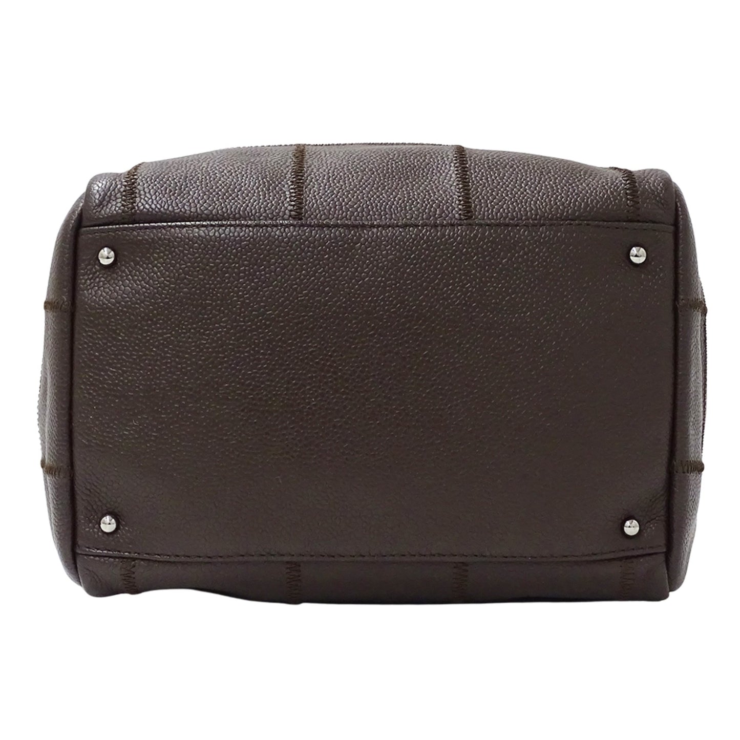 Chanel Chocobar Women'S Handbag/Shoulder Bag In Brown Caviar Leather With Silver Hardware