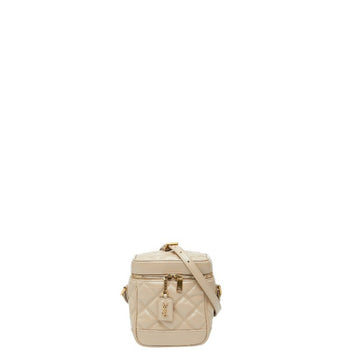 Saint Laurent 80'S Vanity Bag Shoulder Beige Leather