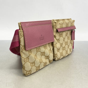 Gucci Waist Bag Gg Canvas 162962 Beige Pink