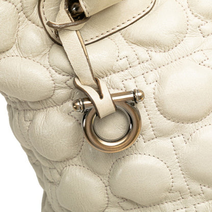 Salvatore Ferragamo Gancini Handbag Au-21 B380 White Leather