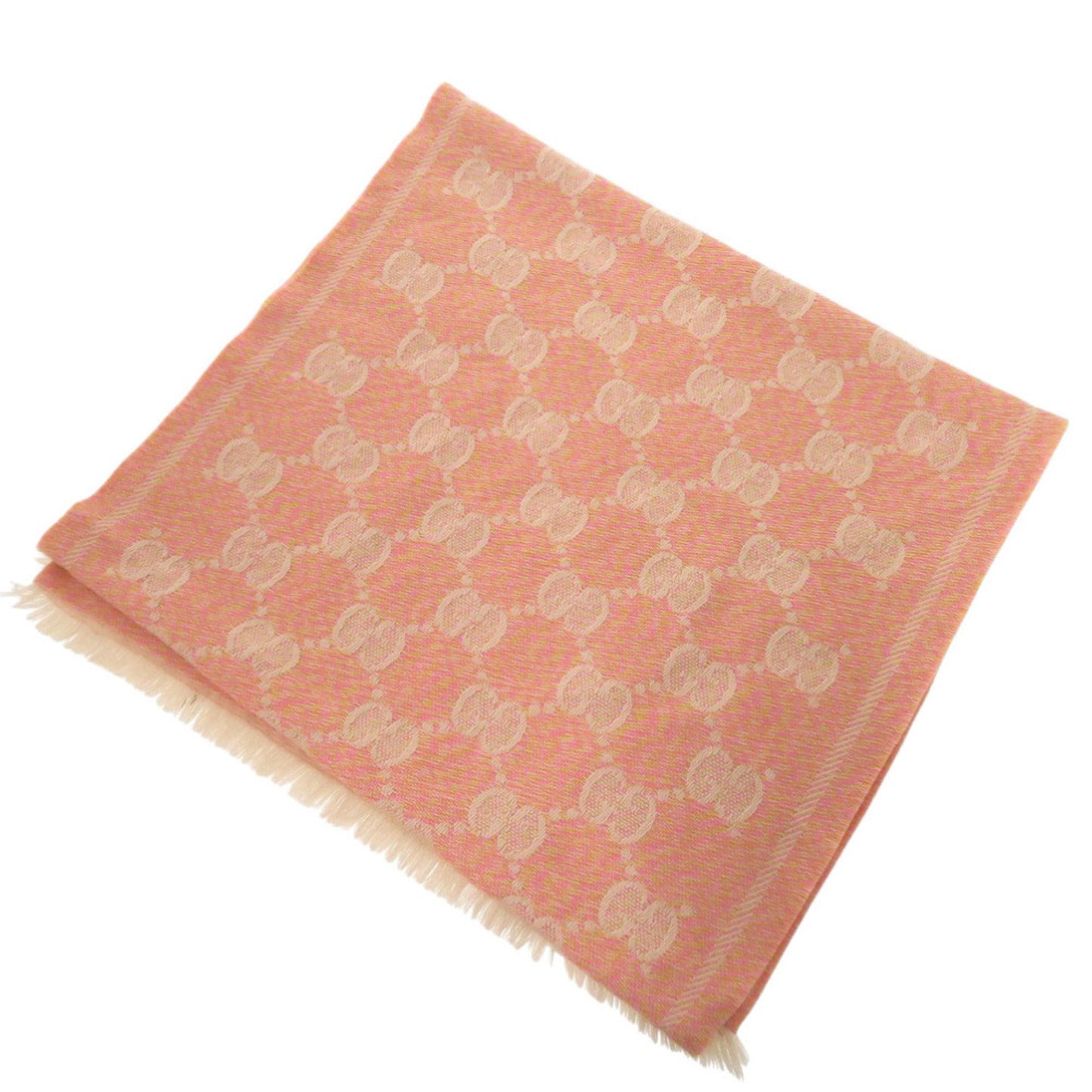 Gucci 627011 Wool Pink Stole Scarf Yellow 0504 Gucci