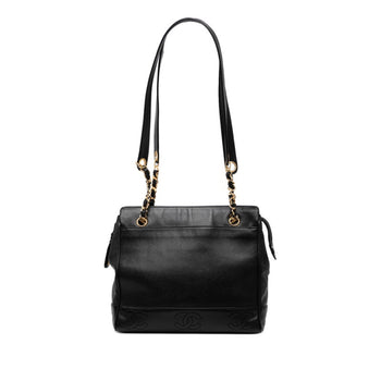 Chanel Triple Coco Mark Chain Tote Bag In Black Caviar Skin