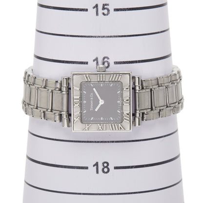 Tiffany & Co. Atlas Quartz Watch With Black Dial And Stainless Steel