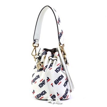 Fendi Handbag Shoulder Bag Montresor Leather Metal White Gold