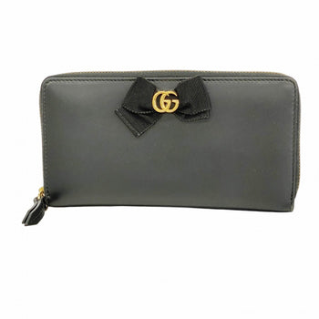 Gucci Gg Marmont Long Wallet 435819 Leather Black