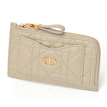 Christian Dior Dior Caro Cosmos Zip Card Holder Case S5131Uwhc_M116 Cannage Calfskin Beige K-157764