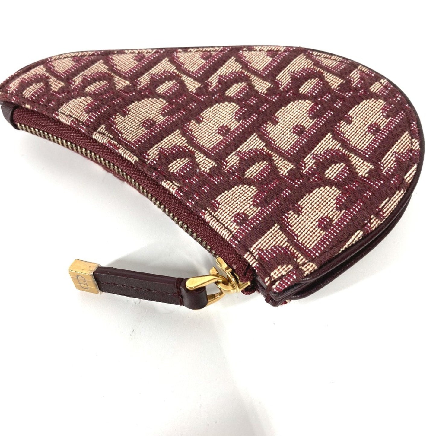 Christian Dior Oblique Wallet Coin Compartment Coin Purse Wine-Red