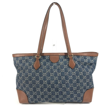 Gucci 631685 Denim Overture Ophidia Gg Medium Tote Bag Shoulder In And Leather
