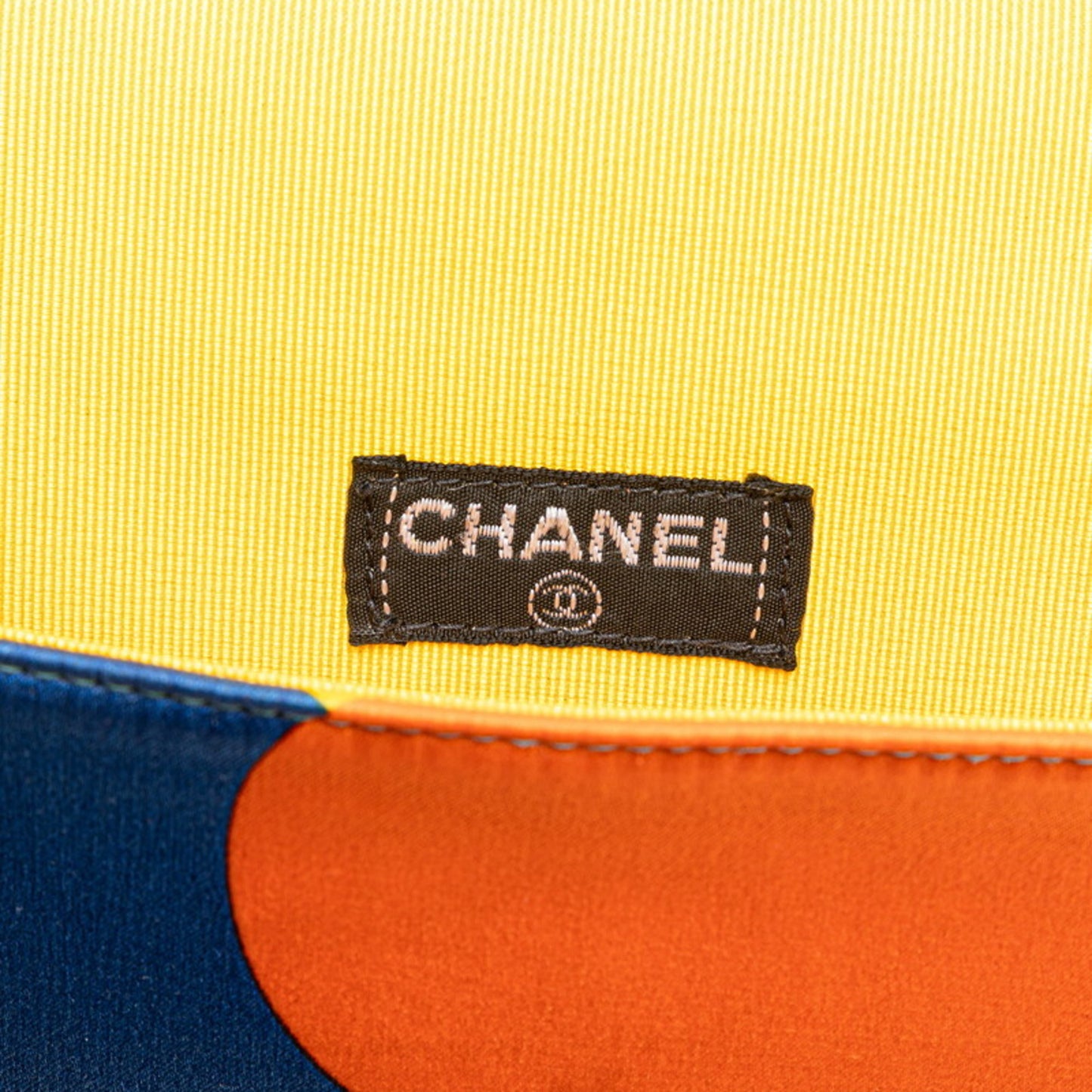 Chanel Coco Mark Print Mini Chain Shoulder Bag In Blue Multicolored Satin