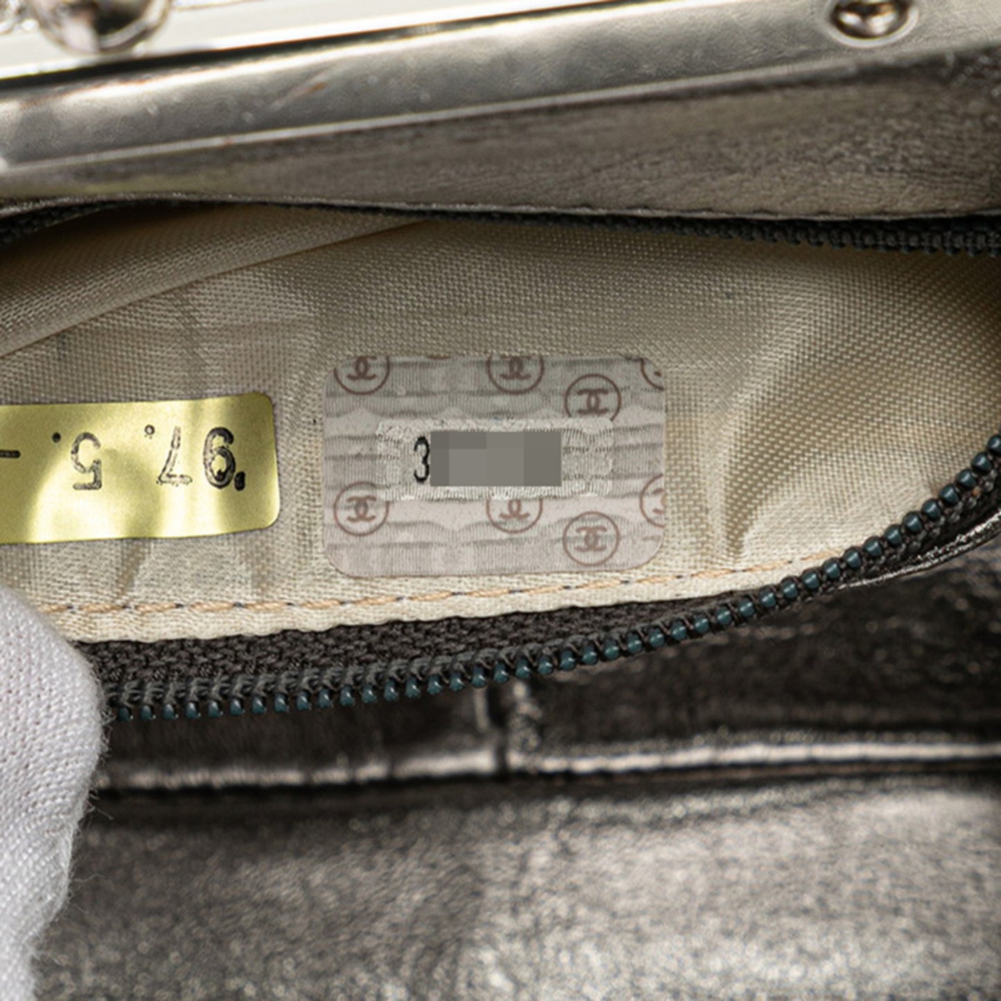 Chanel Matelasse Coco Mark Clasp Chain Shoulder Bag In Silver Lambskin