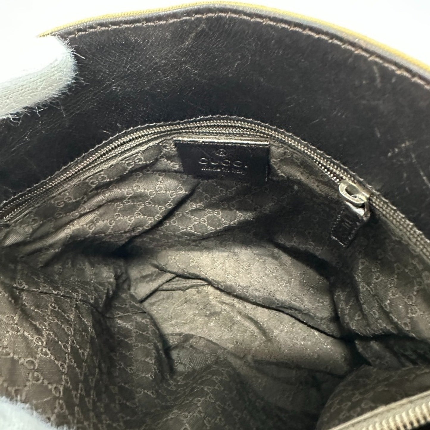 Gucci 001-4286 Vintage Sherry Line Bucket Shoulder Bag In Leather/Canvas