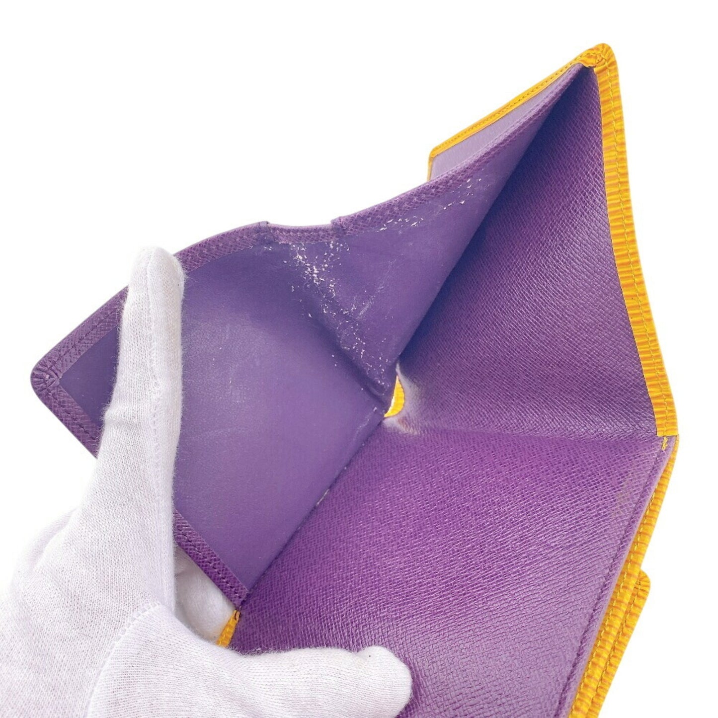 Louis Vuitton M63489 Porte Monnaie Bi-E Carte Credit Compact Wallet Epi Tri-Fold Yellow