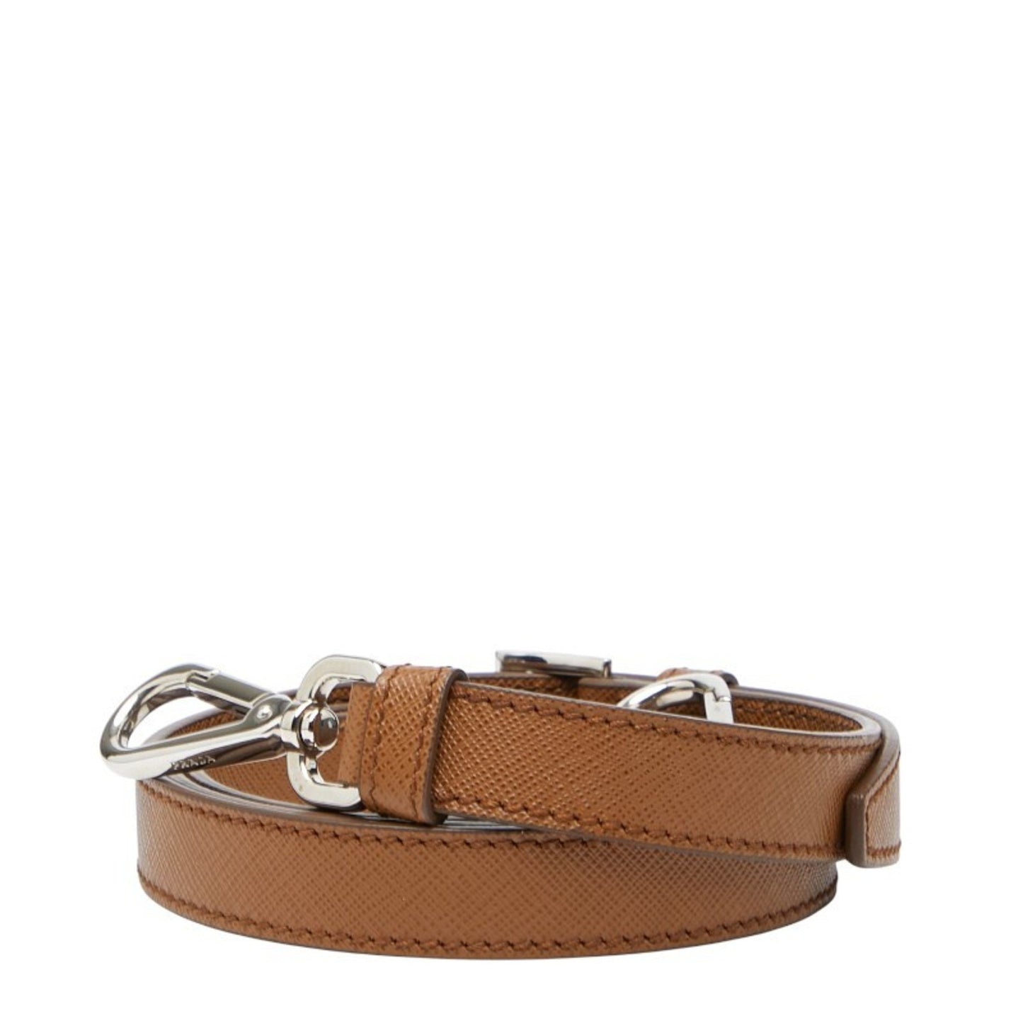 Prada Shoulder Strap Brown Silver Leather