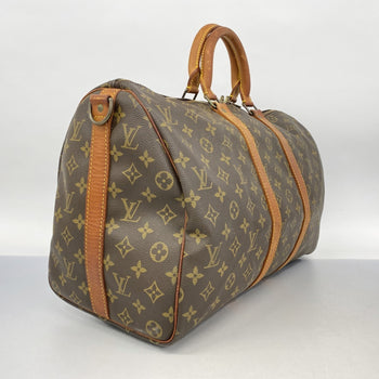 Louis Vuitton Monogram Keepall Bandouliere 45 Boston Bag M41418 Brown
