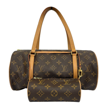 Louis Vuitton Monogram Papillon 30 Cylindrical Handbag M51385 Maroon Brown