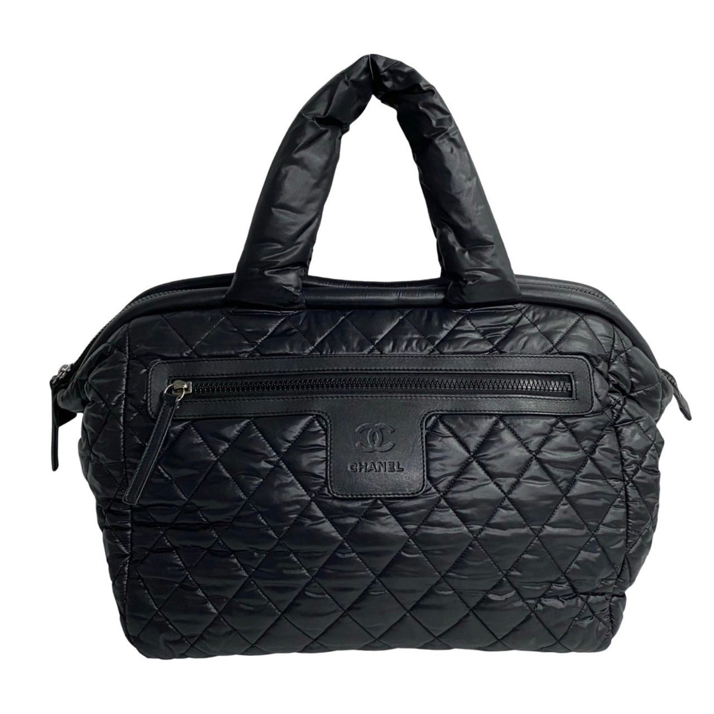 Chanel Coco Cocoon Mark Nylon Handbag Mini Tote Bag Black 83755