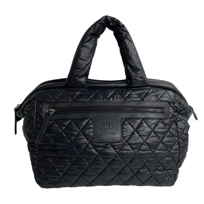 Chanel Coco Cocoon Mark Nylon Handbag Mini Tote Bag Black 83755