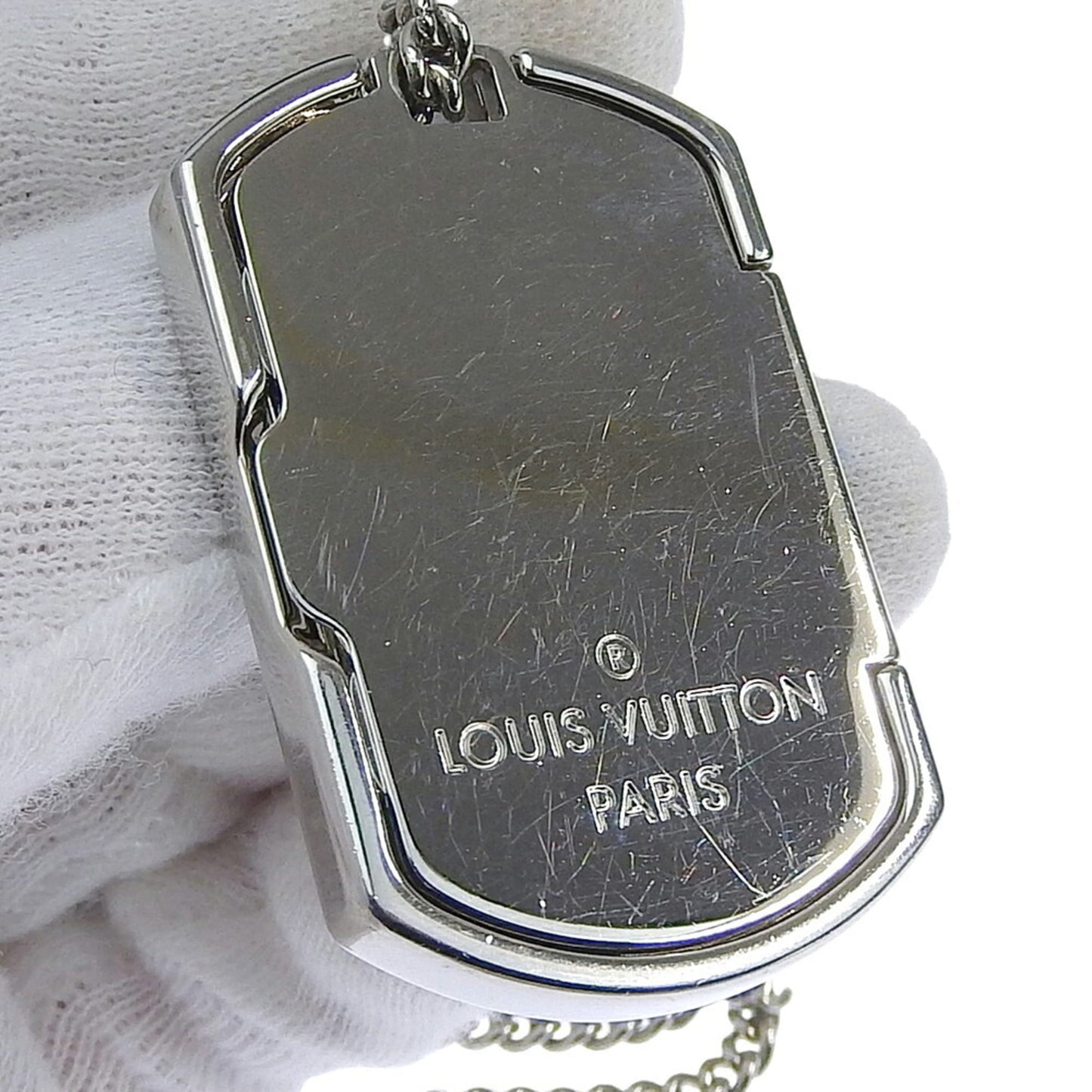 Louis Vuitton Monogram Eclipse Collier Plaque Plate M63640 Metal Necklace Locket