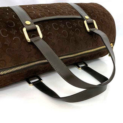 Celine Handbag F-21889 Brown C Macadam Boston Bag Suede Leather Ce00/12 Celine