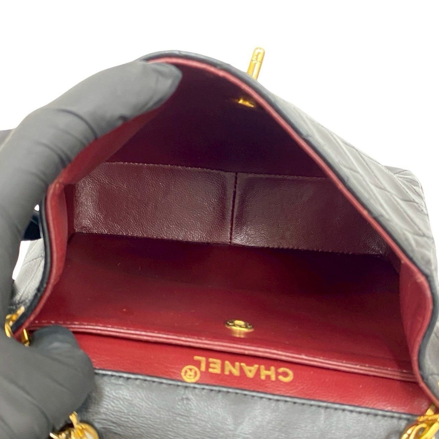 Seal No. 0 Chanel Matelasse Coco Lambskin Leather Chain Shoulder Bag Pochette Black 27516