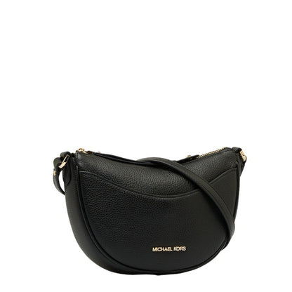 Michael Kors Dover Small Half Moon Shoulder Bag Black Leather