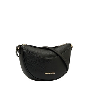 Michael Kors Dover Small Half Moon Shoulder Bag Black Leather
