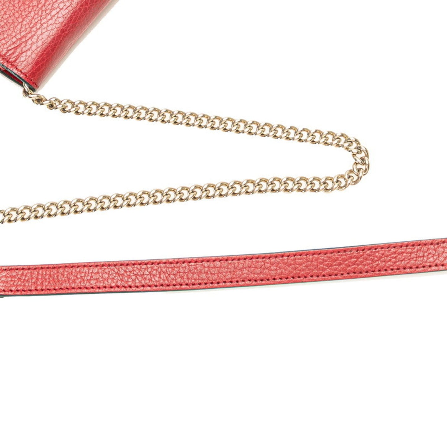 Gucci Interlocking G Crossbody Chain Wallet 510314 Red Leather