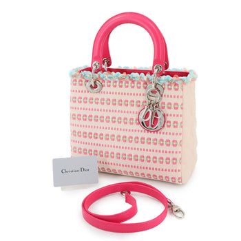 Christian Dior Cannage Lady Medium 2-Way Hand/Shoulder Bag In Tweed Canvas And Leather