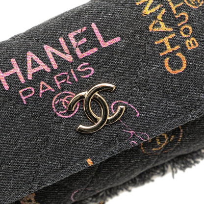 Chanel Matelasse Coco Mark Fringe Crossbody Chain Shoulder Bag Pochette In Black