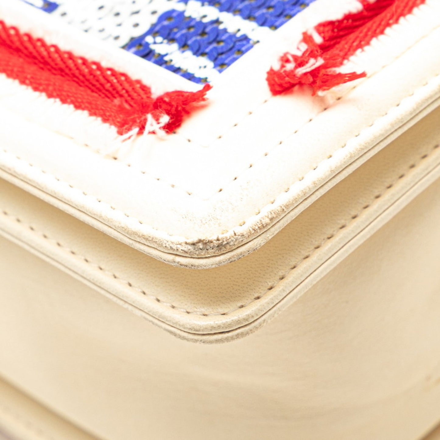 Chanel Boy Chanel Coco Mark Cuba Chain Shoulder Bag In White