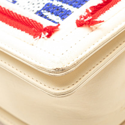 Chanel Boy Chanel Coco Mark Cuba Chain Shoulder Bag In White