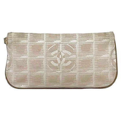 Chanel Pouch Ec-22567 Beige New Travel Line Nylon Leather 9068273 Chanel Coco Mark