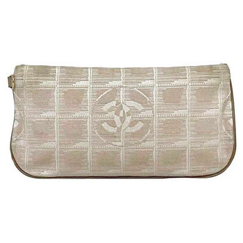 Chanel Pouch Ec-22567 Beige New Travel Line Nylon Leather 9068273 Chanel Coco Mark