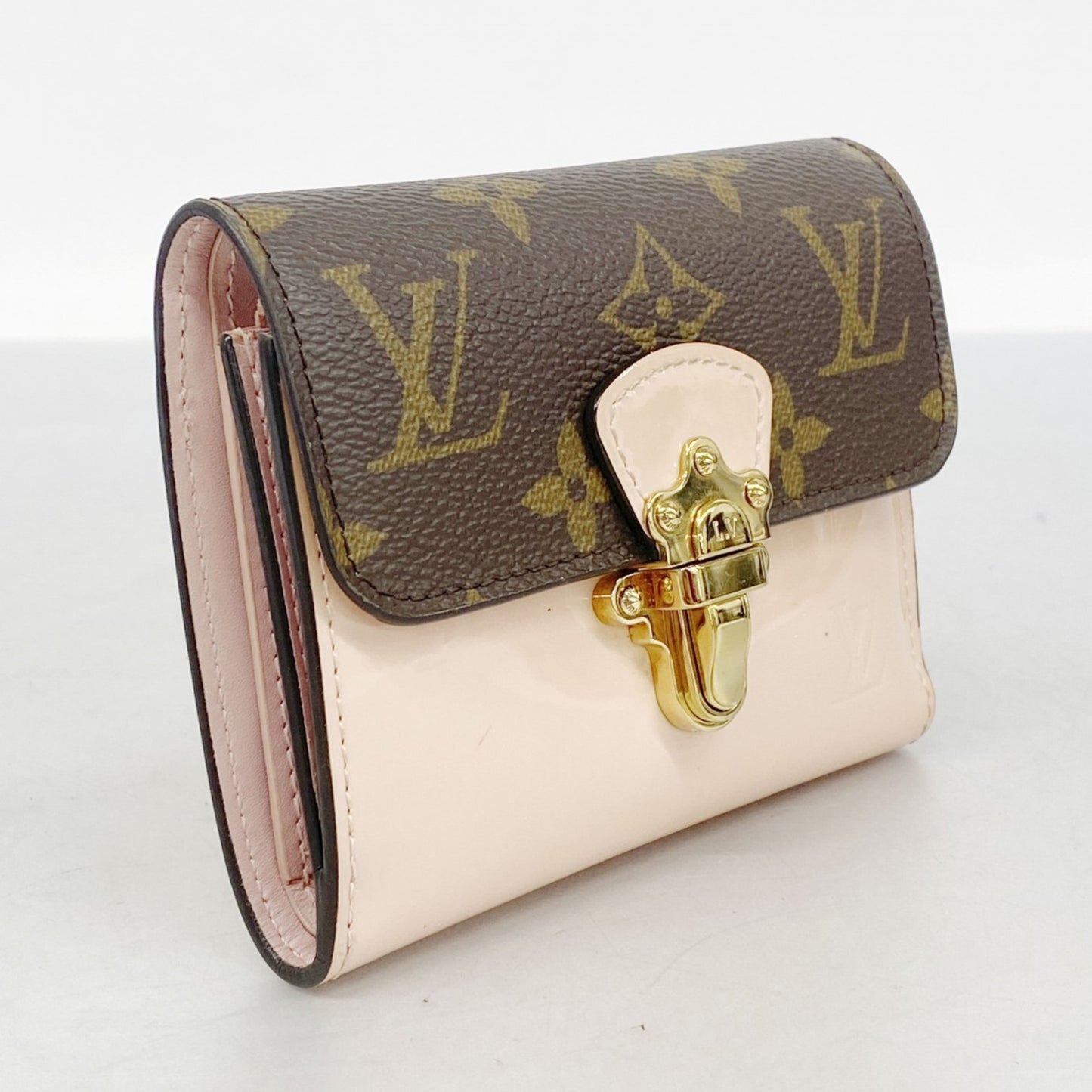 Louis Vuitton Monogram Vernis Portefeuille Cherry Wood Compact Tri-Fold Wallet M61911 Rose Ballerine