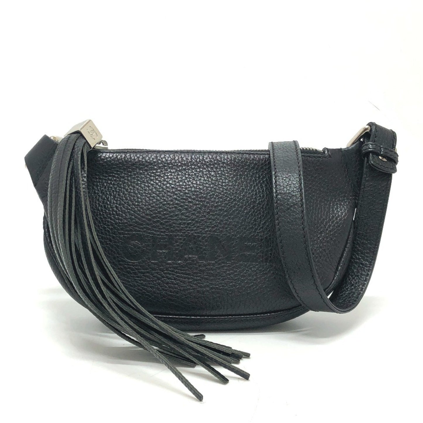 Chanel Chanel Logo Fringe Bag Shoulder Calf Leather