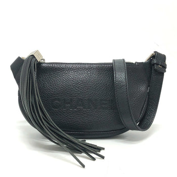 Chanel Chanel Logo Fringe Bag Shoulder Calf Leather
