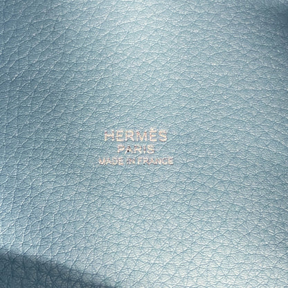 Hermes Herms Picotin Lock Mm Handbag In Taurillon Clemence Blue Atoll
