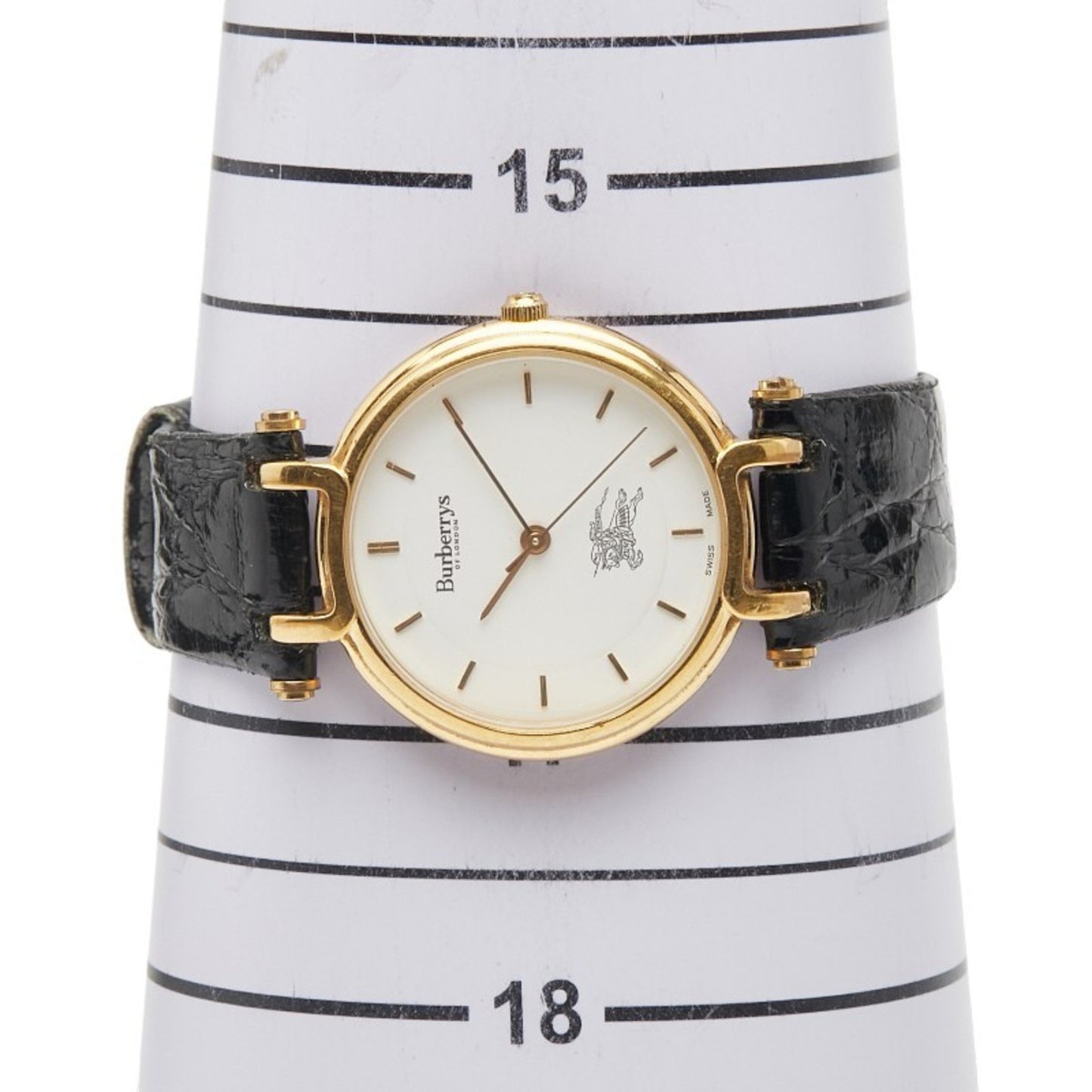 Burberry Logo Shadow Horse Watch 3200 Quartz White Dial Stainless Steel Leather