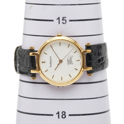 Burberry Logo Shadow Horse Watch 3200 Quartz White Dial Stainless Steel Leather