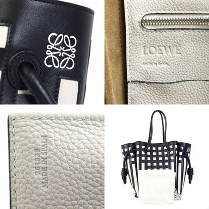 Loewe Handbag Tote Bag Flamenco Knot Leather Black White