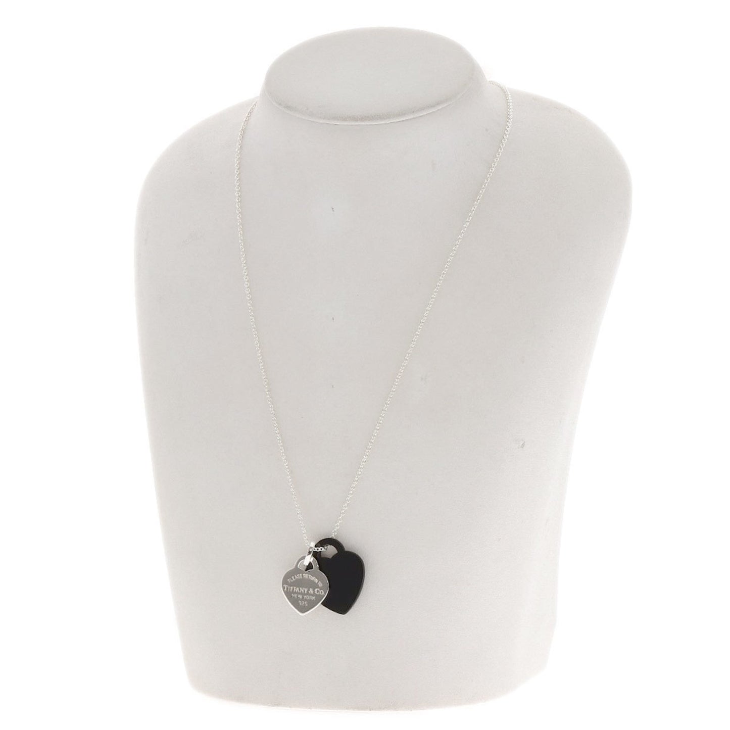 Tiffany & Co. Return To Double Heart Onyx Necklace In Silver
