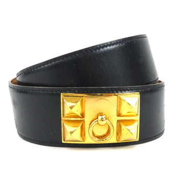 Hermes Hermes Belt Collier De Chien Box Calf Black Gold