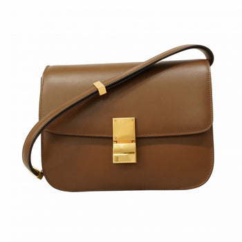 Celine Classic Box Leather Shoulder Bag Brown
