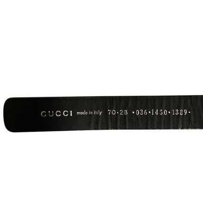 Gucci Silver Buckle Leather Belt
