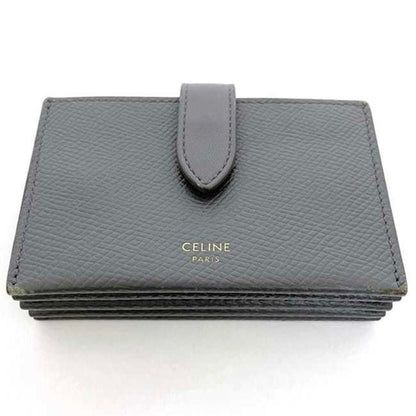Celine Card Case Accordion F-21339 Grey Holder Leather Celine