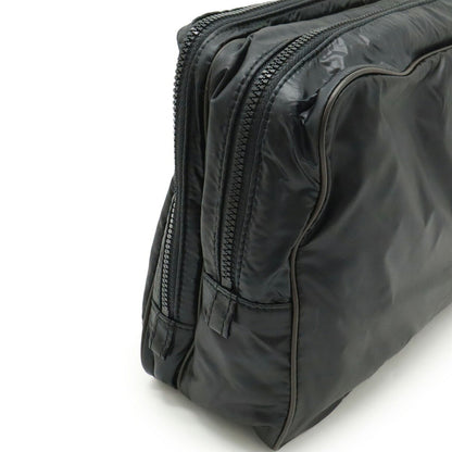Bottega Veneta Bottega Veneta Second Bag Clutch Travel Pouch Nylon Leather Black Dark Brown