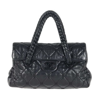 Chanel Black Coco Mark Leather Quilted Handbag