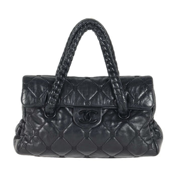 Chanel Black Coco Mark Leather Quilted Handbag